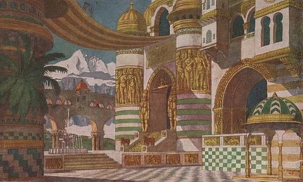 Дворец Черномора. Эскиз декораций. Иван Билибин, 1900