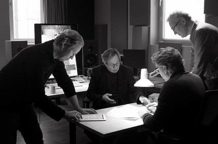 Томас Хэмпсон, Дэниэл Хоуп и Вольфрам Ригер во время записи альбома «Notturno», фотография c/o Hampsong Foundation