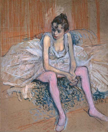 Анри де Тулуз-Лотрек. Сидящая танцовщица в розовом трико