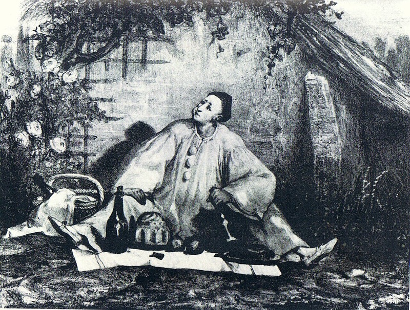 Дебюро в роли Пьеро, ок. 1830 года