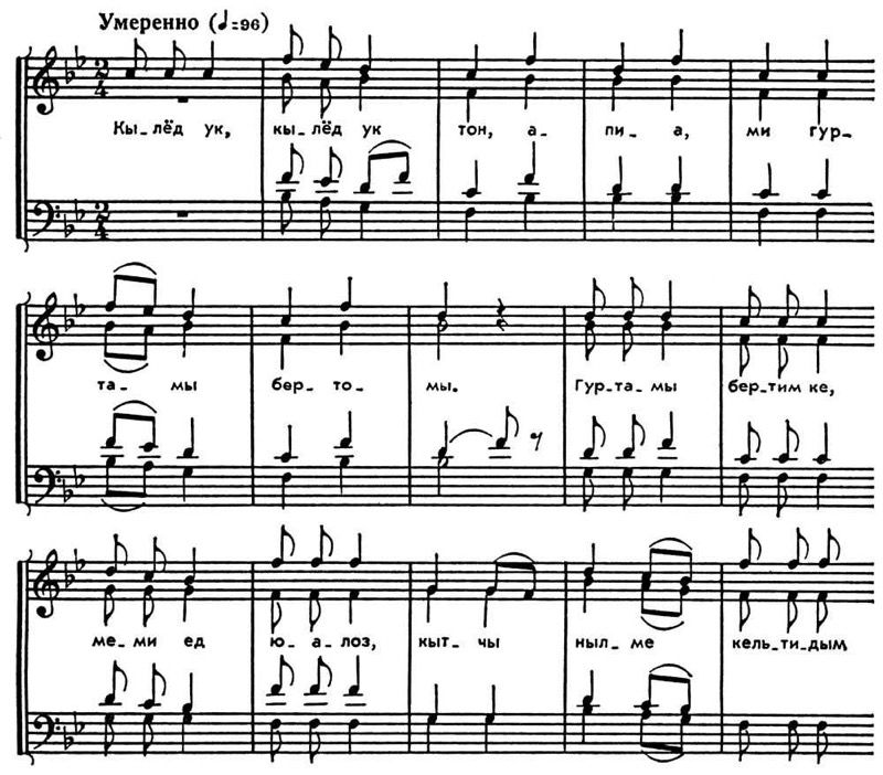 Удмуртская народная песня «Кылёд ук». Запись И. К. Травиной (1957)