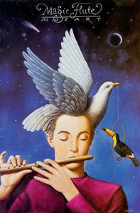 Опера Моцарта «Волшебная флейта». Постер Рафала Ольбиньского