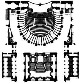 План зала и вестибюля театра Большой Парижской оперы («Гранд-Опера»)