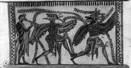 Хор птиц. Аттическая чернофигурная ваза. Начало 5 в. до н. э.