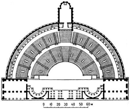 План театра Помпея в Риме. 55 — 52 до н. э.