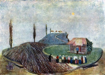 Н. А. Шифрин. Эскиз декорации к спектаклю «Поднятая целина» по М. А. Шолохову. Хуторская площадь. 1957