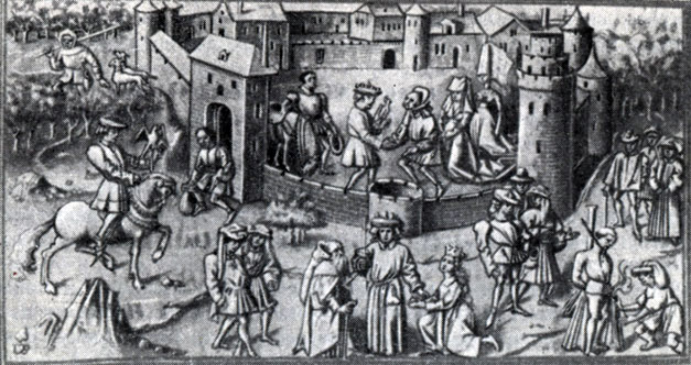 Представление французского миракля. XIV в.